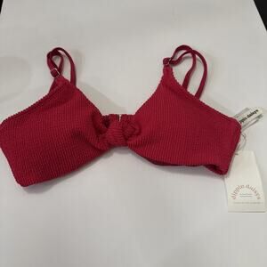 Dipping Daisys Red Coral Bikini Top Size Large NWT Padding